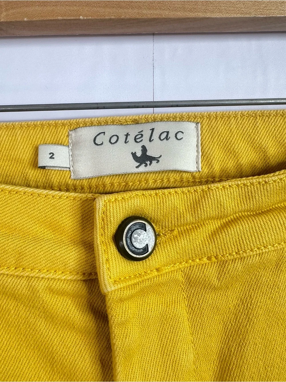 Cotelac Mustard Yellow Wide Leg Crop Jeans Womens Size 2 Raw Fray Hem Chic Denim - Picture 3 of 10